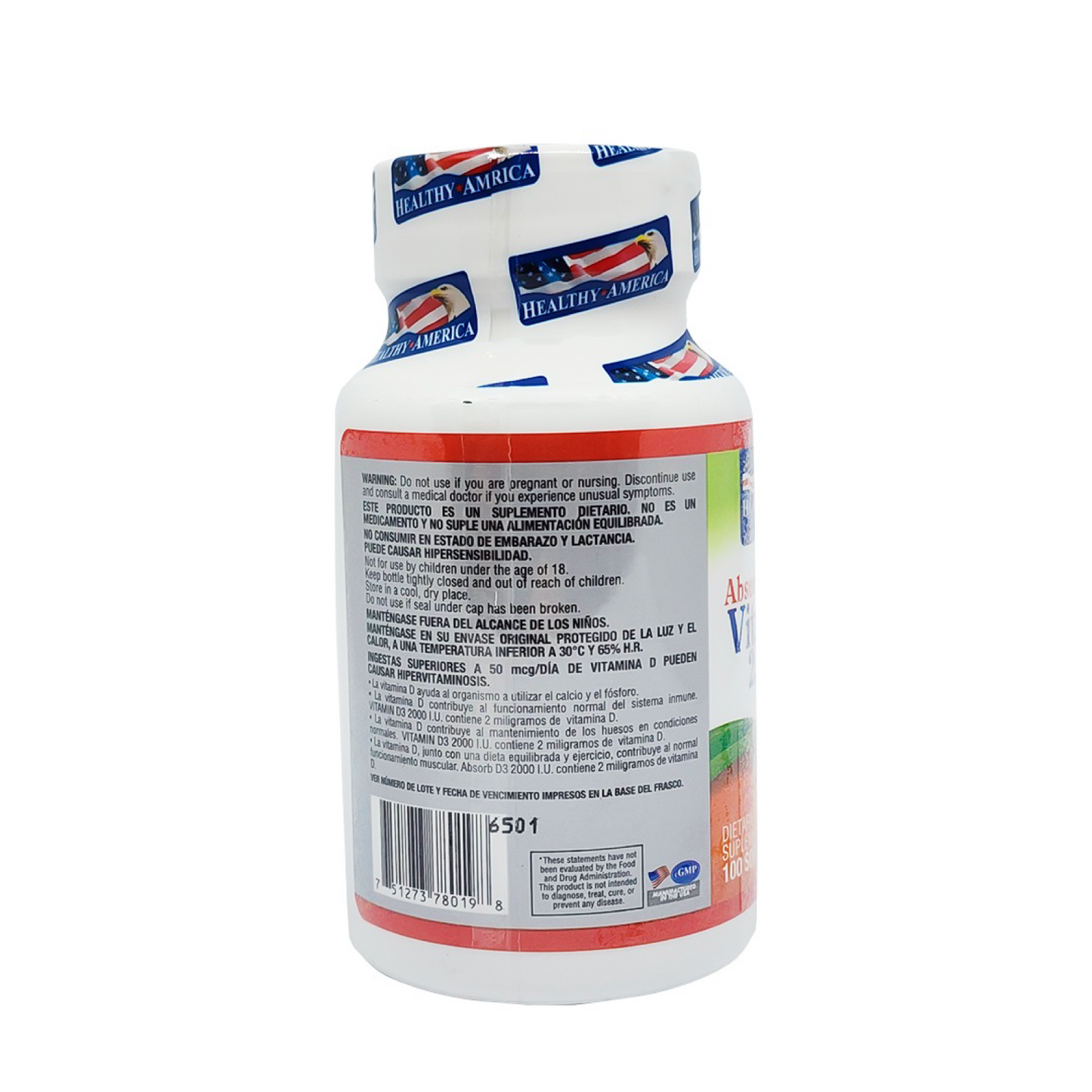 Vitamina D3 2.000 IU Healthy America x100 | Salud Ósea