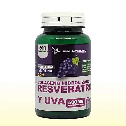 Resveratrol + Colágeno + Uva masticable x 60 tabletas Alphanatural's