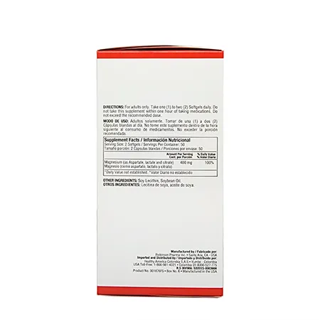 Super Magnesio 400mg 100 Softgels Healthy America | Salud Integral