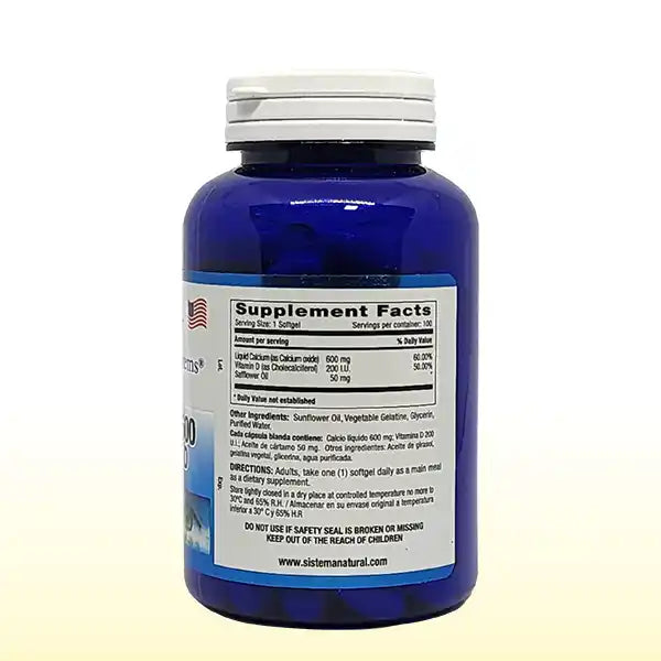 Calcium 600 + D3 x 100 softgels - Millenium natural system