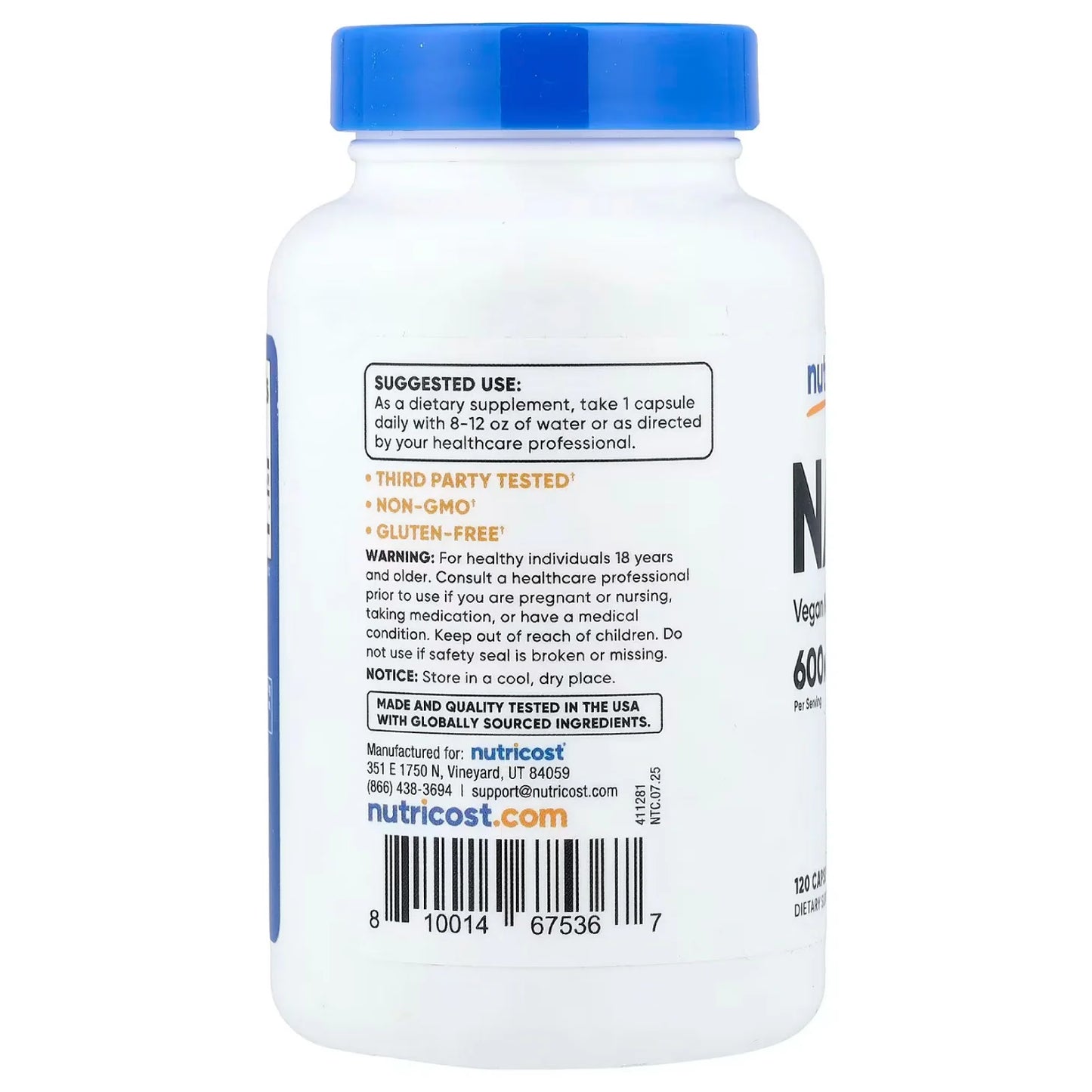 NAC Nutricost 600mg 120 Cápsulas | Soporte Antioxidante