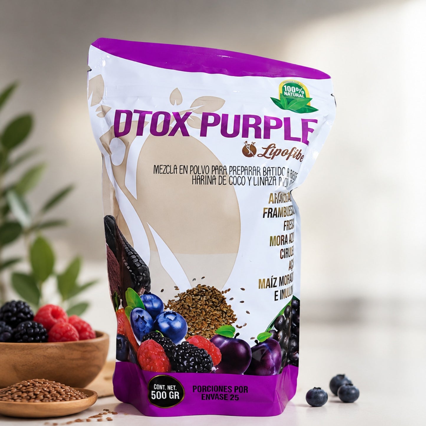 Detox Purple Lipofiber 500g Fibra Natural y Saciedad