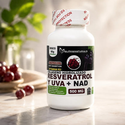 Resveratrol Uva + NAD Alpha Naturals 60 Discos Energía