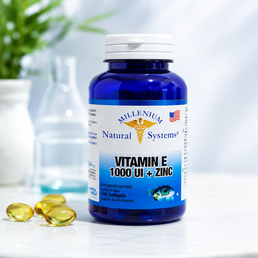 Vitamina E + Zinc Millenium 100 Softgels | Antioxidante Diario