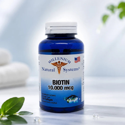 Biotina 10.000 mcg Millenium 100 Softgels | Cabello y Uñas