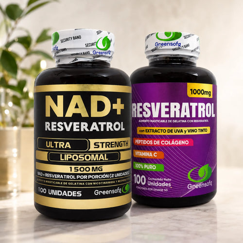 Combo NAD+ y Resveratrol Greensofg | Energía y Glow
