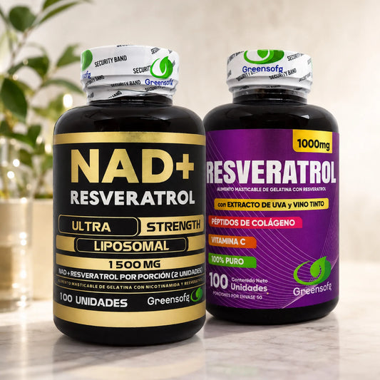 Combo NAD+ y Resveratrol Greensofg | Energía y Glow