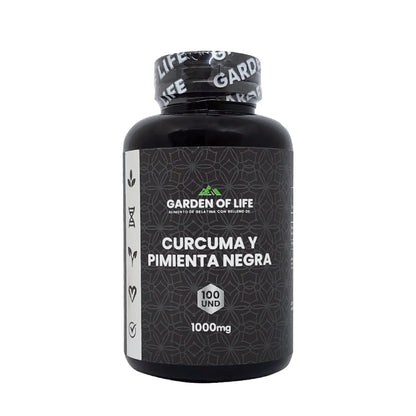 Cúrcuma y Pimienta Negra Garden of Life 100 Cápsulas Bienestar Articular
