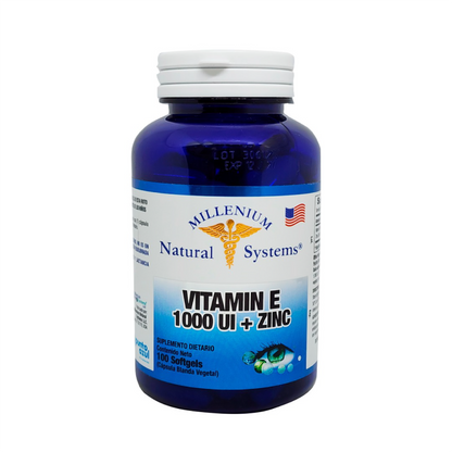 Vitamina E + Zinc Millenium 100 Softgels | Antioxidante Diario