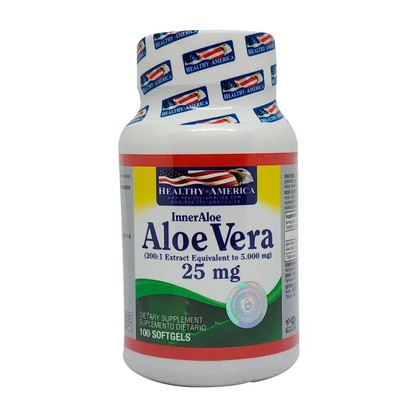 Aloe Vera 25 mg Healthy America 100 Softgels | Digestión