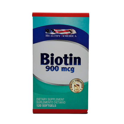 Biotina 900 mcg Healthy America x120 | Cabello, Piel y Uñas