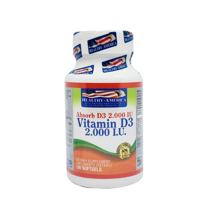 Vitamina D3 2.000 IU Healthy America x100 | Salud Ósea