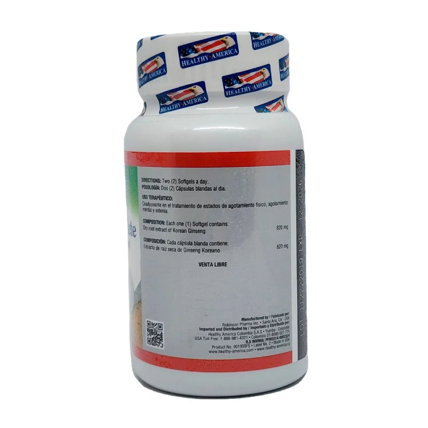 Ginseng Complete Healthy America 820 mg x60 | Energía y Vitalidad