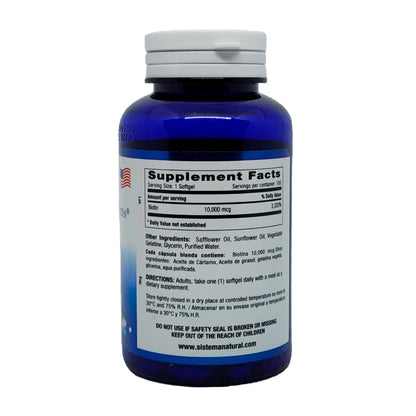 Biotina 10.000 mcg Millenium 100 Softgels | Cabello y Uñas