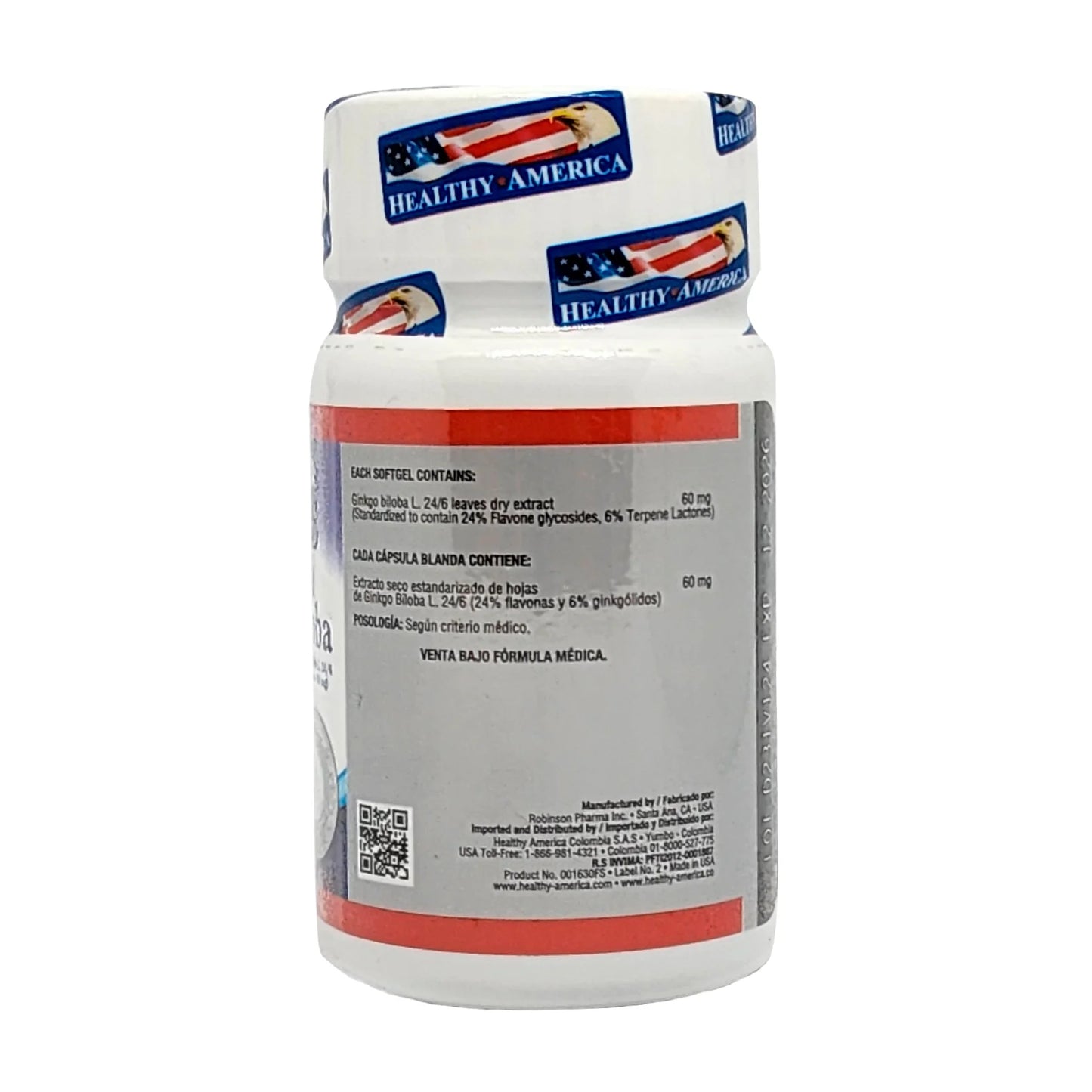 Ginkgo Biloba 60 mg Healthy America | Memoria y Circulación