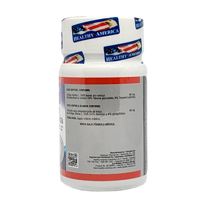 Ginkgo Biloba 60 mg Healthy America | Memoria y Circulación