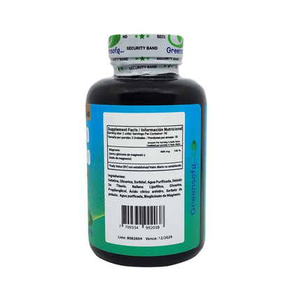 Bisglicinato de Magnesio Greensofg 100 Unidades Relajación