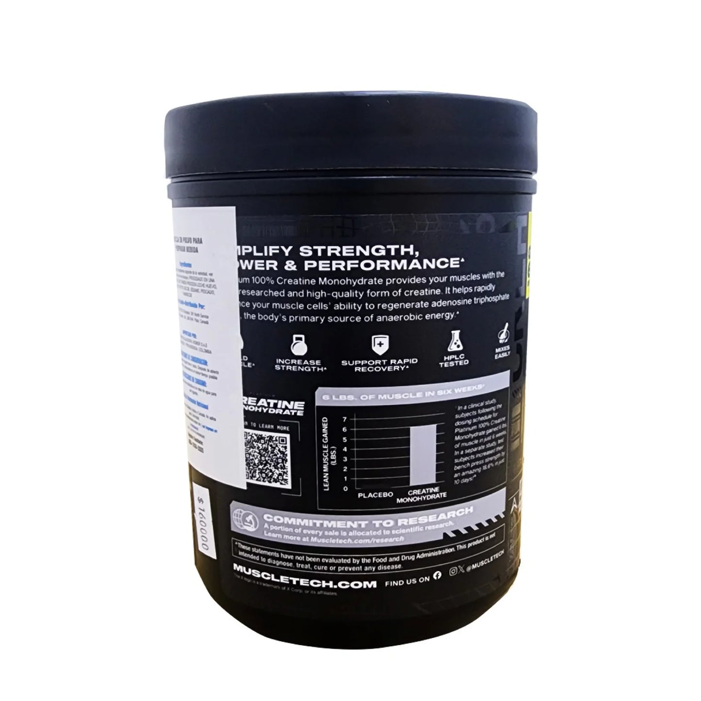 Creatina Monohidratada Muscletech 400 g | Fuerza y Recuperación