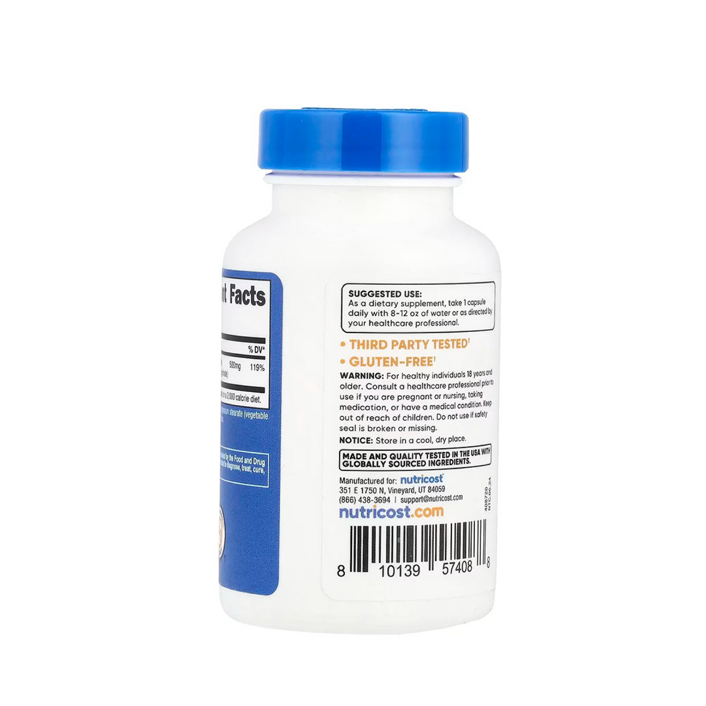 Magnesium Complex Nutricost 500 mg x 30 Cápsulas | Relajación y Bienestar Muscular