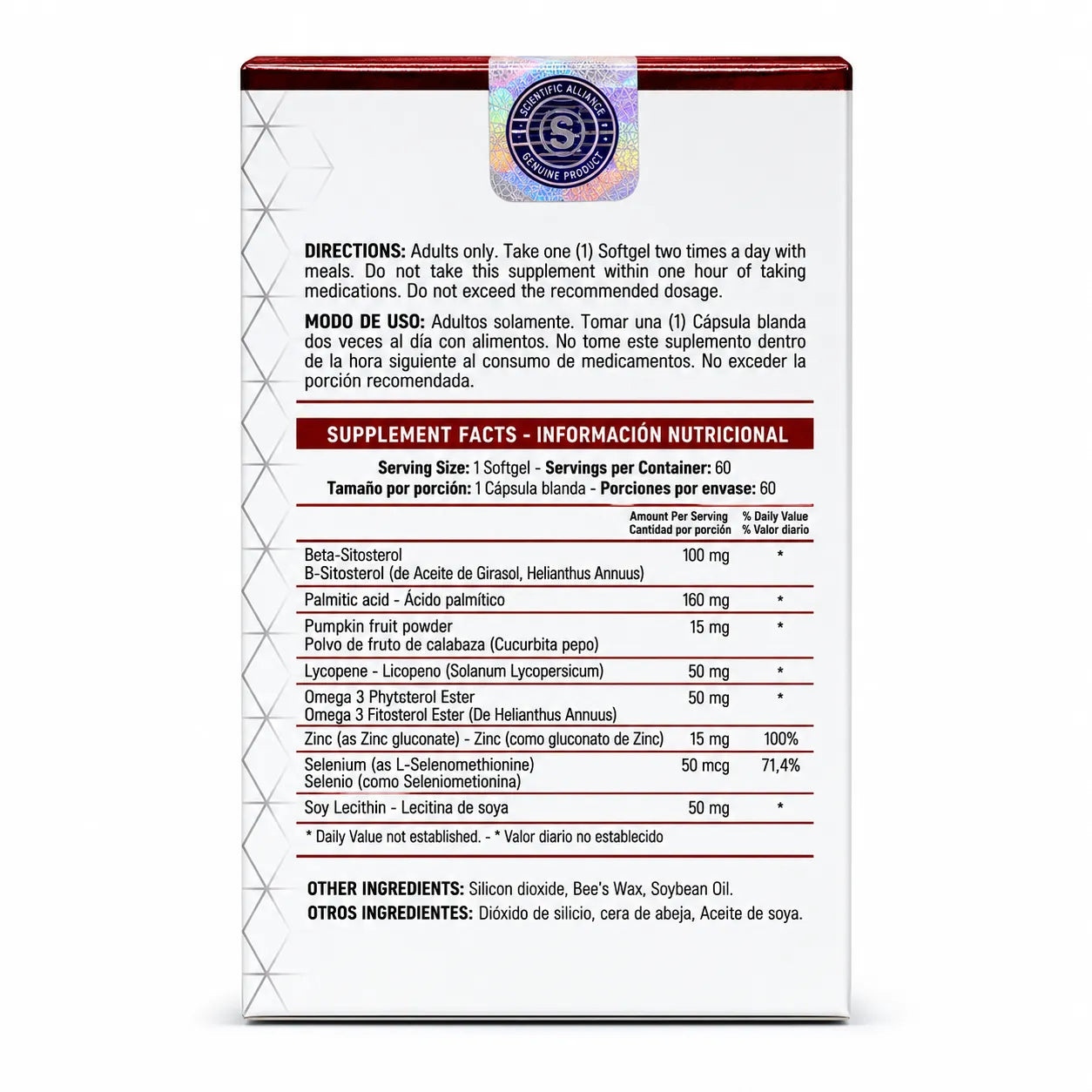 PSA 60 Softgels Healthy America | Apoyo para la Salud Masculina