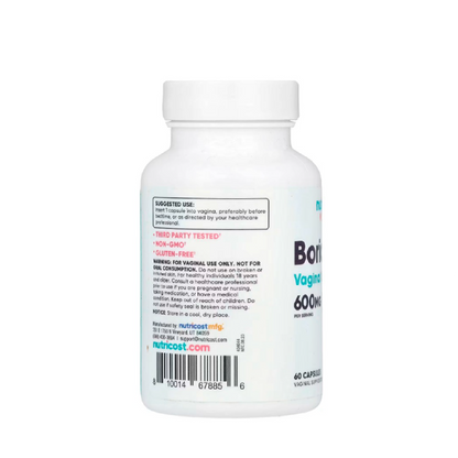 Ácido Bórico Vaginal Nutricost 600mg x60 | Equilibrio íntimo