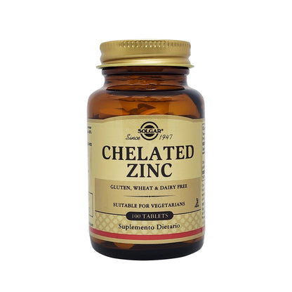 Zinc Quelado Solgar 100 Tablets Inmunidad y Piel