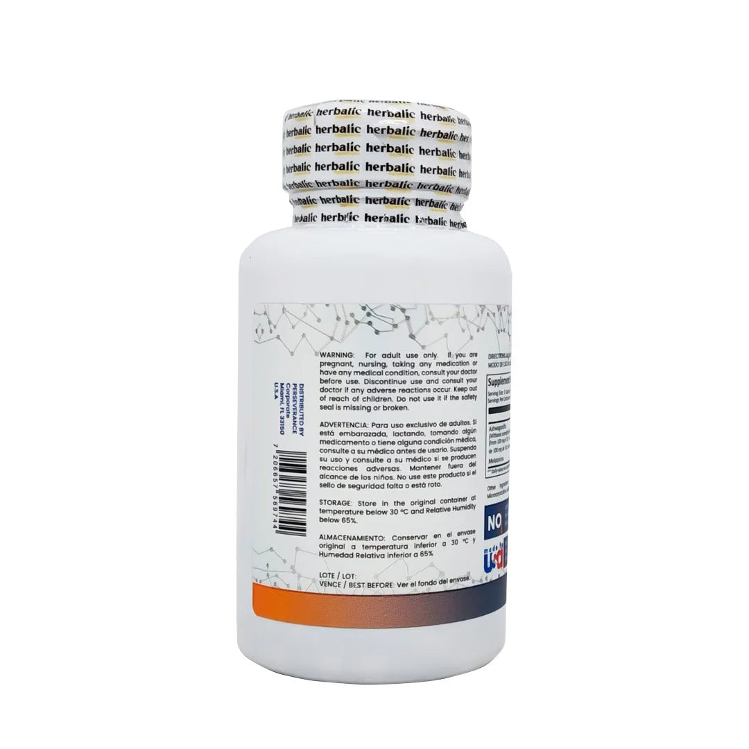 Ashwagandha + Melatonina Herbalic 60 Caps | Sueño y Estrés
