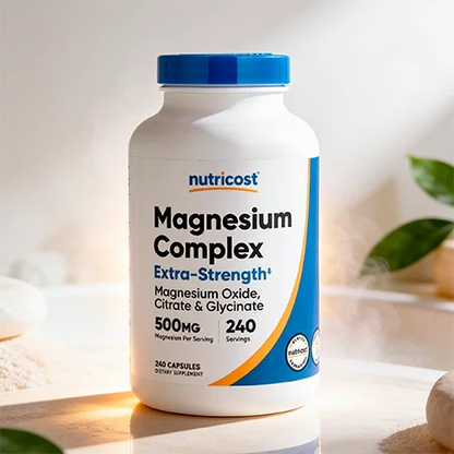 Magnesio Complex 500 mg Citrato Glicinato y Óxido 240 Caps | Nutricost