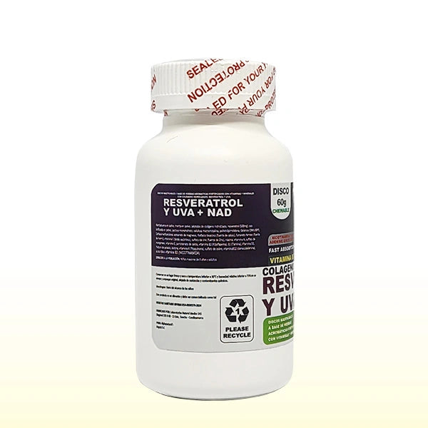 NAD + RESVERATROL + COLÁGENO x 60 discos masticables - ALPHANATURAL'S