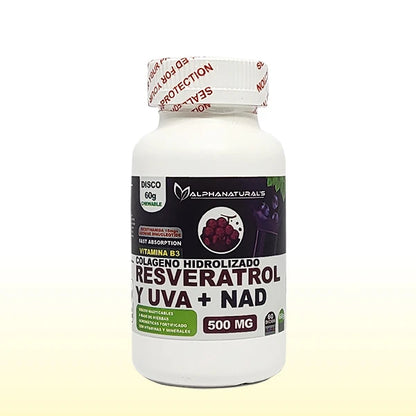 NAD + RESVERATROL + COLÁGENO x 60 discos masticables - ALPHANATURAL'S