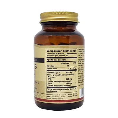 Omega 3 700 mg con EPA y DHA Solgar 60 Softgels | Corazón y Cerebro