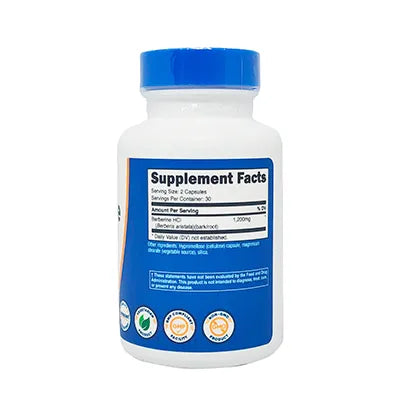 Berberina HCL 1200 mg x 60 Cápsulas Nutricost | Metabolismo y Control de Azúcar