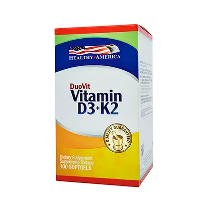 Vitamina D3 + K2 para Huesos y Defensas 100 Softgels | Healthy America
