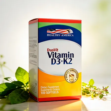 Vitamina D3 + K2 para Huesos y Defensas 100 Softgels | Healthy America