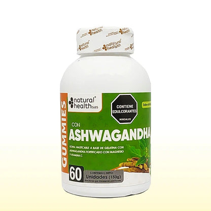 Gomitas Ashwagandha, Magnesio y Vitamina C | Estrés y Bienestar Mental | 60 Porciones