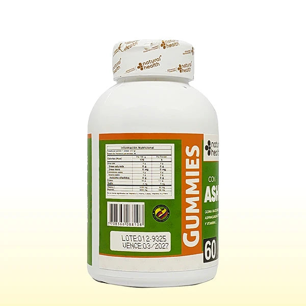 Gomitas Ashwagandha, Magnesio y Vitamina C | Estrés y Bienestar Mental | 60 Porciones