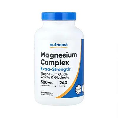 Magnesio Complex 500 mg Citrato Glicinato y Óxido 240 Caps | Nutricost