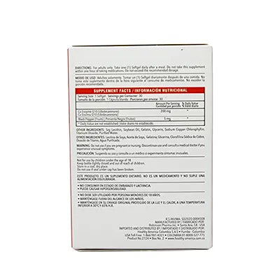 CoQ10 200 mg con BioPerine Healthy America | Energía y Salud Cardiovascular